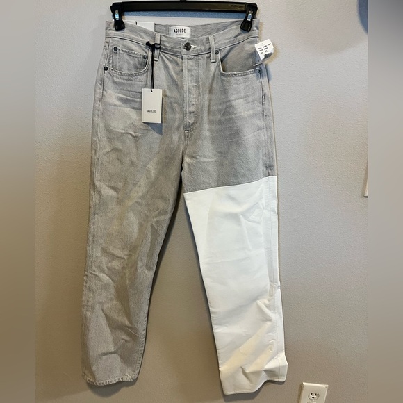 NWT Agolde 90’s pinch waist high rise vegan leather sz 29 MSRP $325 - Picture 2 of 7